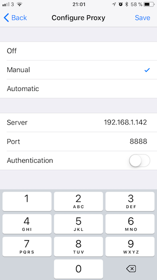 iOS HTTP Proxy Settings