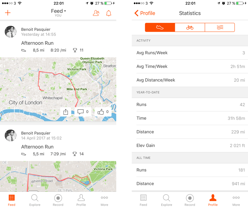 Strava mobile app